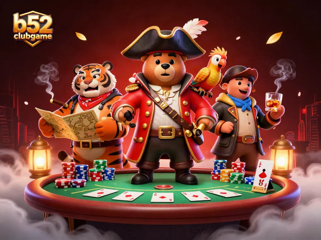 Experience the thrill of b52clubgame with a dynamic poker scene including vibrant characters.
