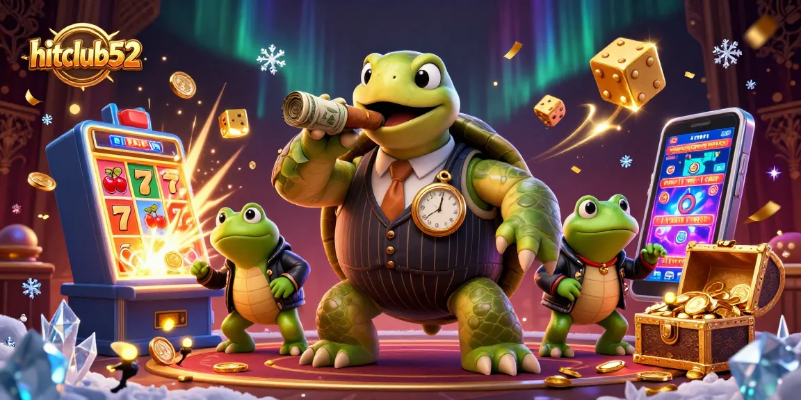 Experience a vibrant casino scene with hitclub52 featuring a snapping turtle in a mobster suit and dynamic game action.