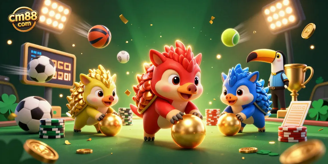 Engage with exciting gameplay at cm88 com, featuring dynamic pangolins competing among golden poker chips.