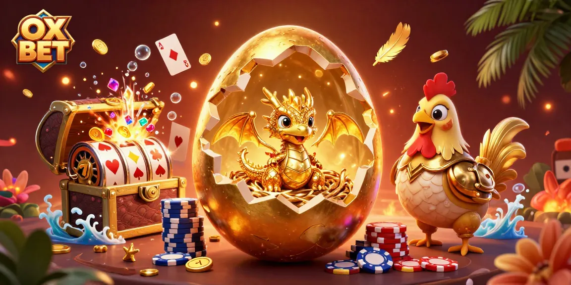 Spin to win at OX BET, featuring a golden dragon guarding poker chips amidst vibrant casino elements.