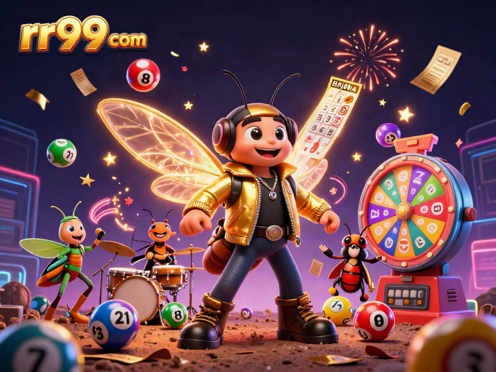 Experience thrilling gameplay with rr99 com, featuring lively cartoon characters in a vibrant casino scene.
