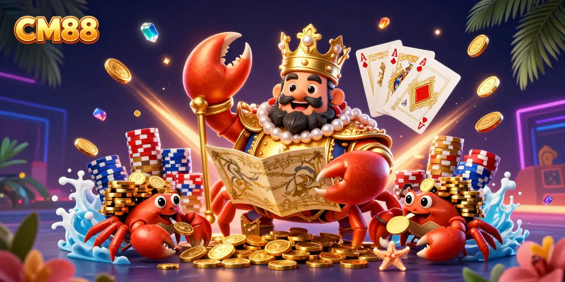 Experience the excitement at CM88 with a dazzling golden crab emperor, treasure maps, and casino elements.