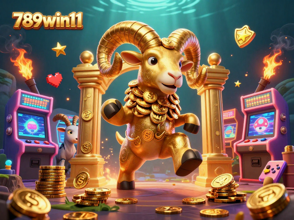 Engage in thrilling gameplay with 789win11 featuring a dynamic golden ram at the casino gates.