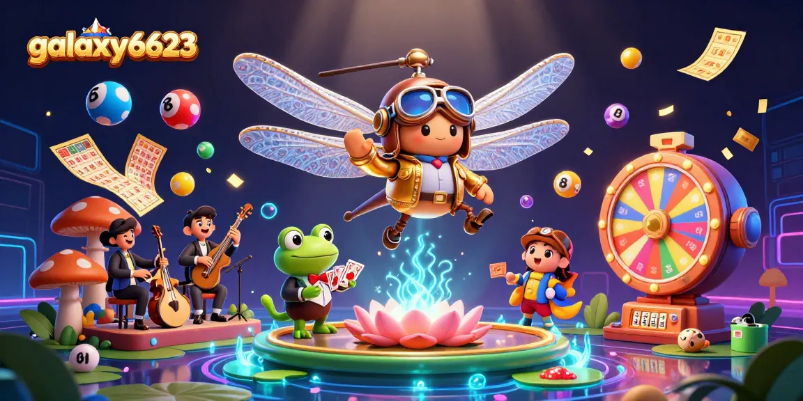 Experience thrilling gaming excitement at galaxy6623 with a lively 3D casino illustration featuring vibrant characters.