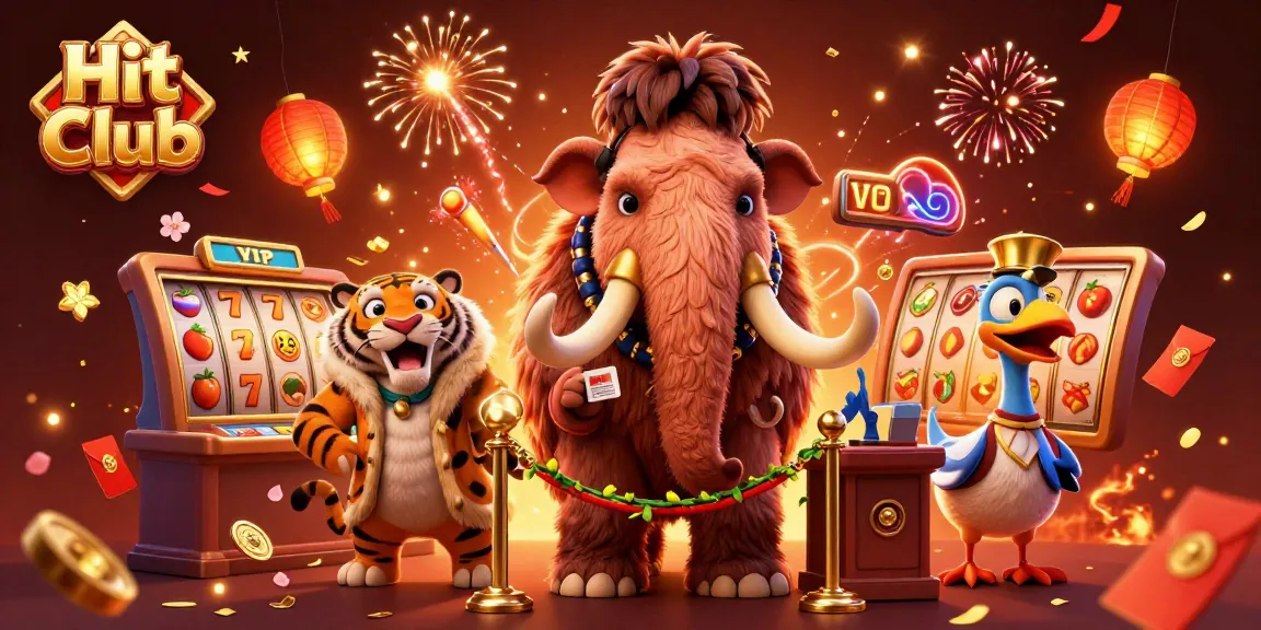 Experience the thrilling Hit Club casino atmosphere with vibrant bouncers and exciting gaming elements.