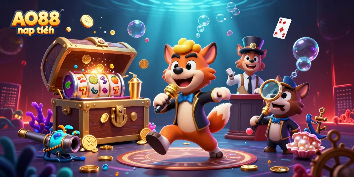 Engaging scene showcasing AO88 nạp tiền with hyenas celebrating in a vibrant casino atmosphere filled with glittering jewel tones.