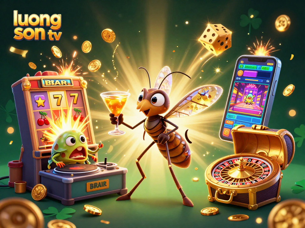 Experience fun betting on luong son tv with unique 3D casino illustration featuring lively characters.