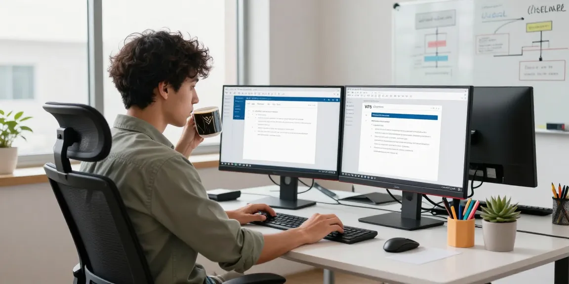 WPS Download workspace with modern office setup showcasing productivity tools.