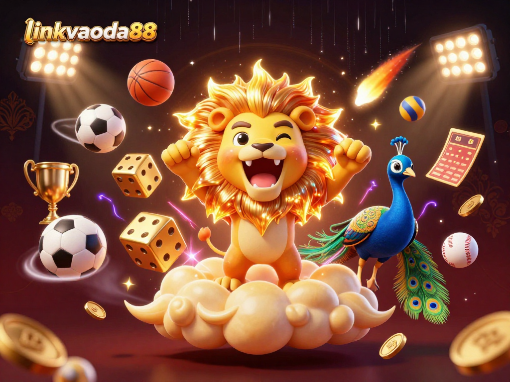 Experience thrill with linkvaoda88's vibrant 3D casino scene filled with excitement.