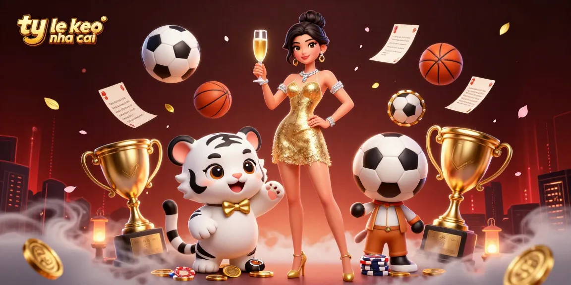 Engage with ty le keo nha cai sporting action surrounded by vibrant casino elements and vibrant characters.