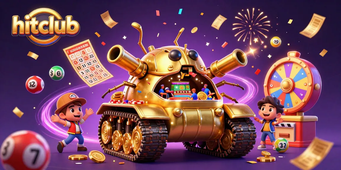 Win big with hitclub's vibrant casino experience featuring dynamic lottery balls and festive elements.
