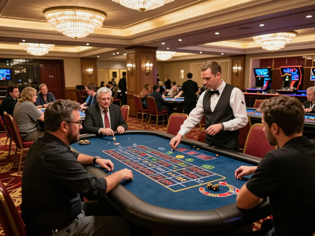 A lively roulette game in an upscale casino environment captures the excitement of ku88q gaming