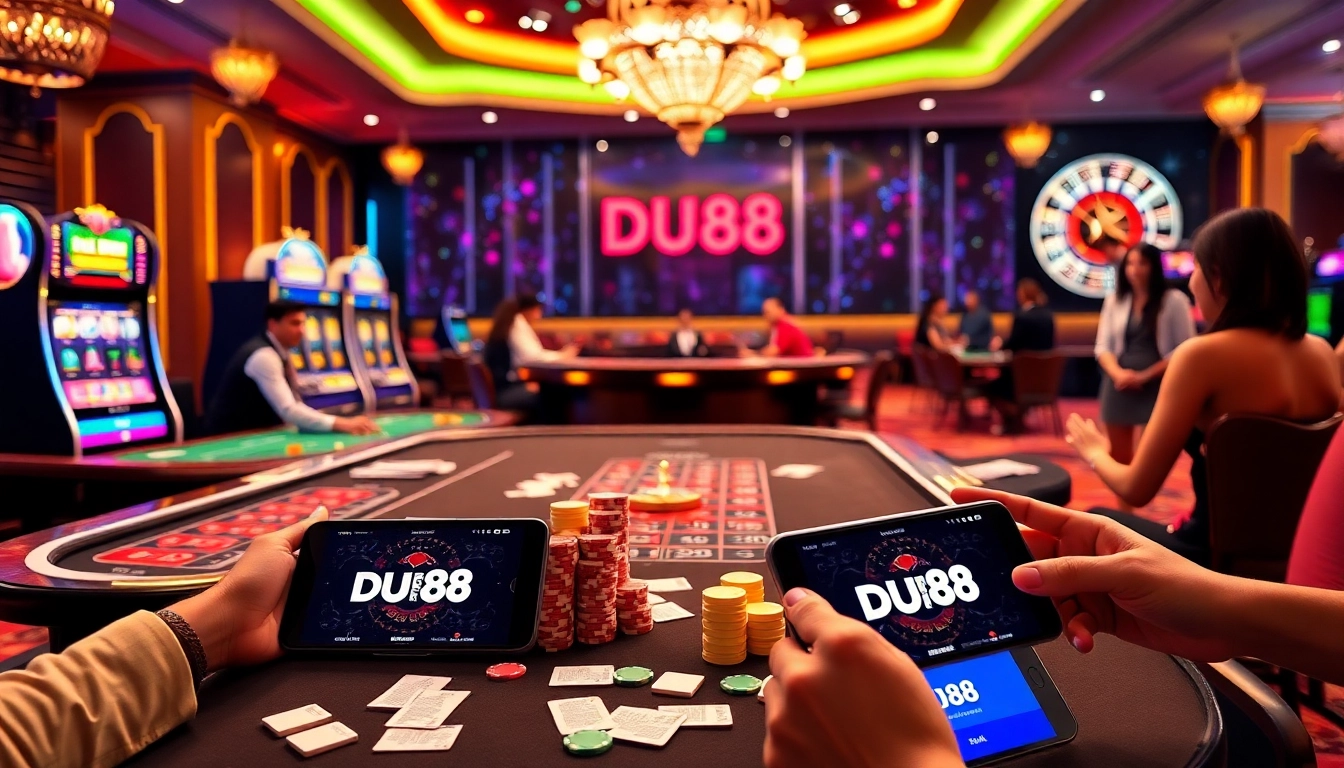 Players enjoying an engaging casino experience at DU88 with vibrant tables and exciting gameplay.