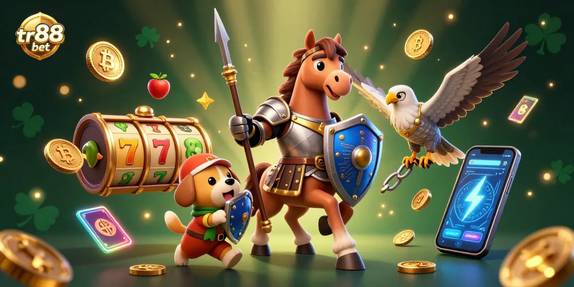 Experience winning thrills with tr88 bet in this vibrant casino-themed illustration featuring characters and gaming elements.