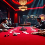 Engage in high-stakes poker at RED88's vibrant online casino, showcasing thrilling gameplay and luxury ambiance.
