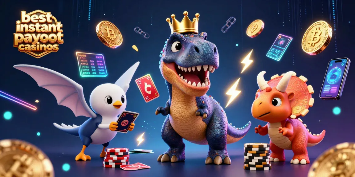 Engage with the best instant payout casinos featuring cartoon dinosaurs in a casino setting.